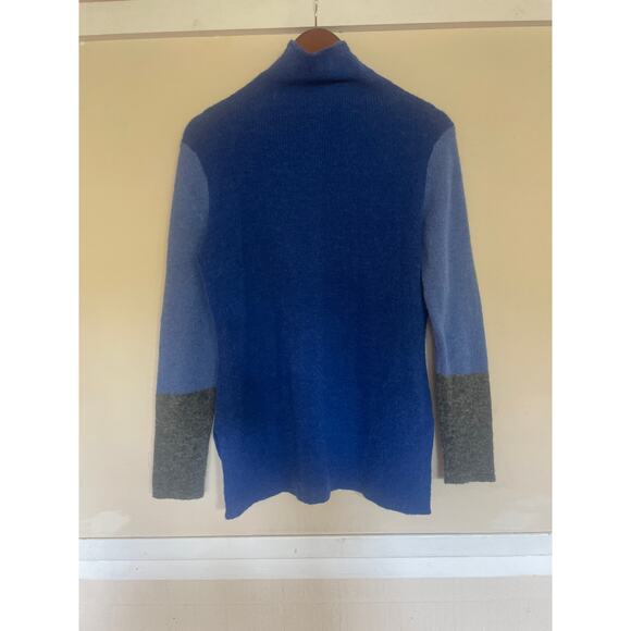 EILEEN FISHER Colorblock Cardigan BABY ALPACA Merino Wool Blue Gray Size Small S - Picture 4 of 6